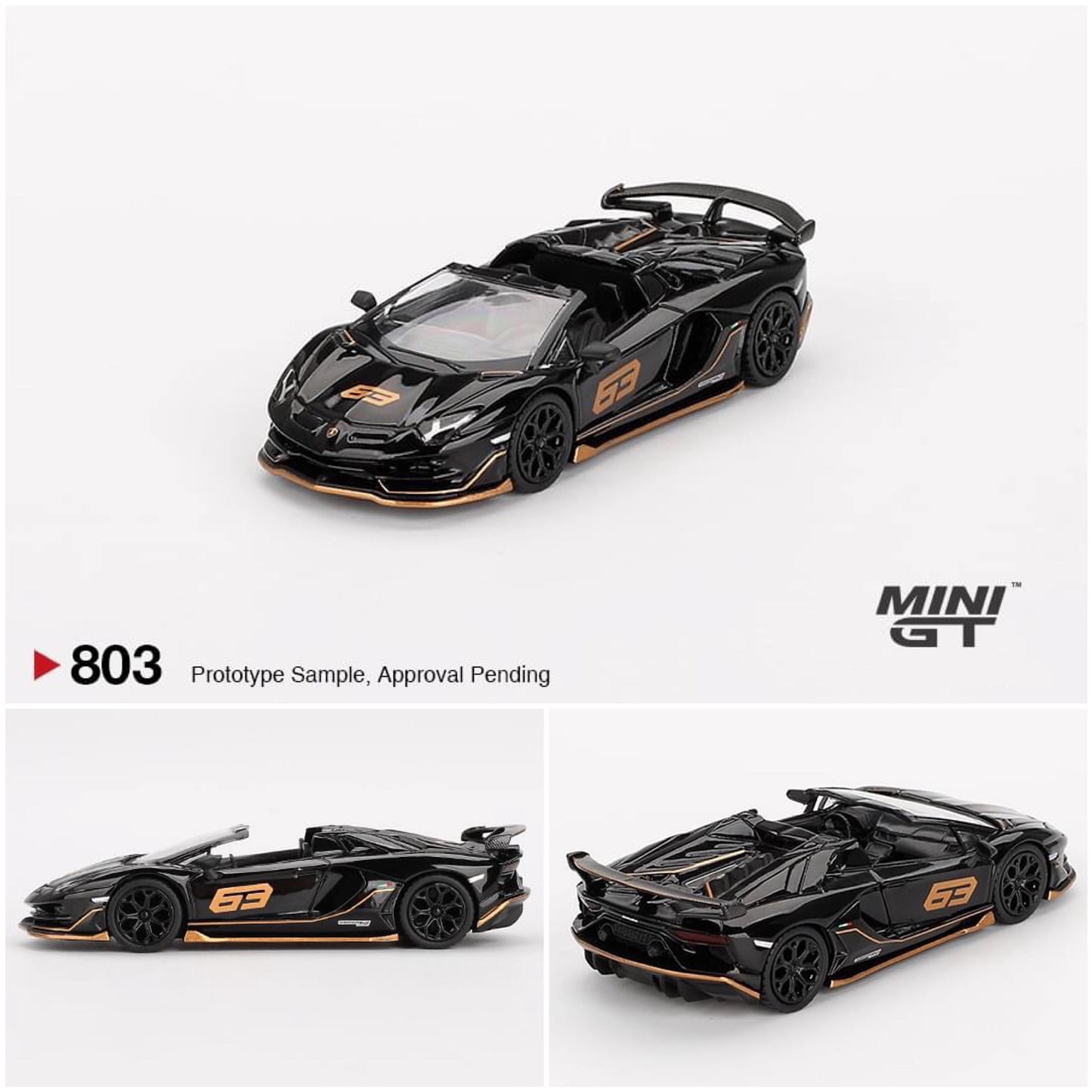 Mini GT Lamborghini Aventador SVJ 63 Roadster Nero Aldebaran