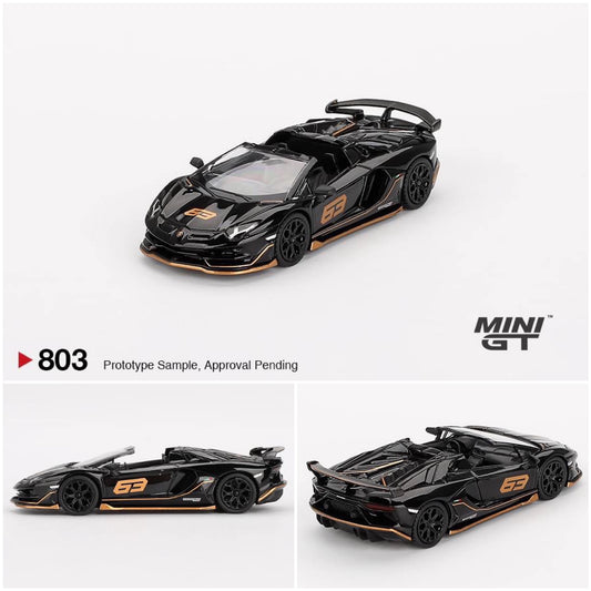 Mini GT Lamborghini Aventador SVJ 63 Roadster Nero Aldebaran