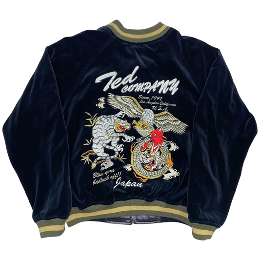 Tedman Lucky Devil, White Tiger and Eagle vs Dragon Reversible Velvet Sukajan