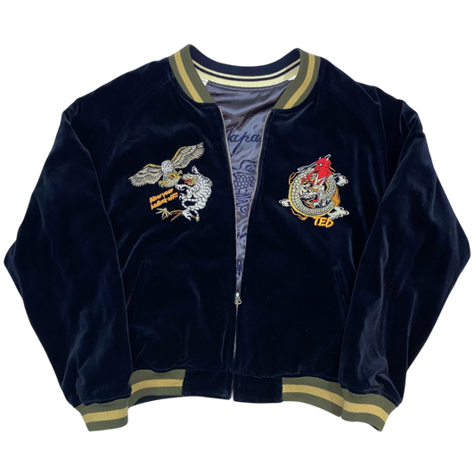 Tedman Lucky Devil, White Tiger and Eagle vs Dragon Reversible Velvet Sukajan