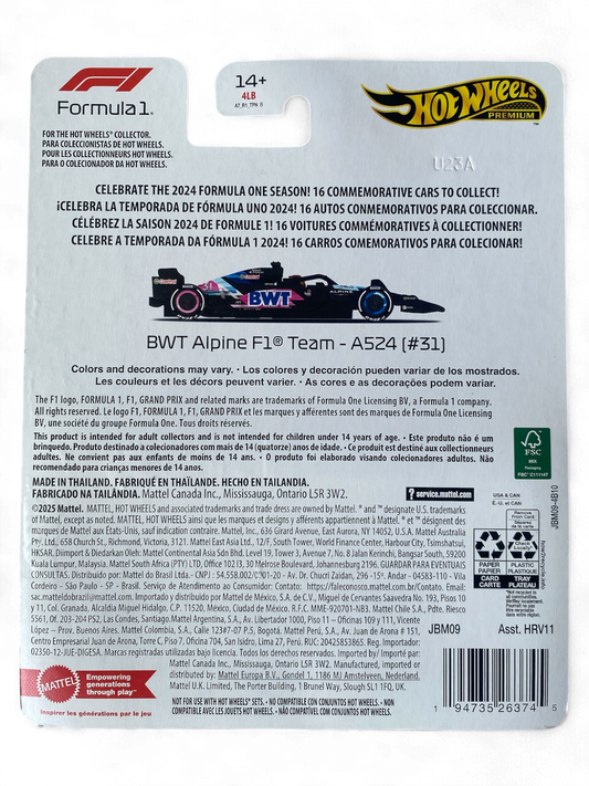 Hot Wheels Formula 1 BWT Alpine F1 Team - A524 (#31) IMPORTED
