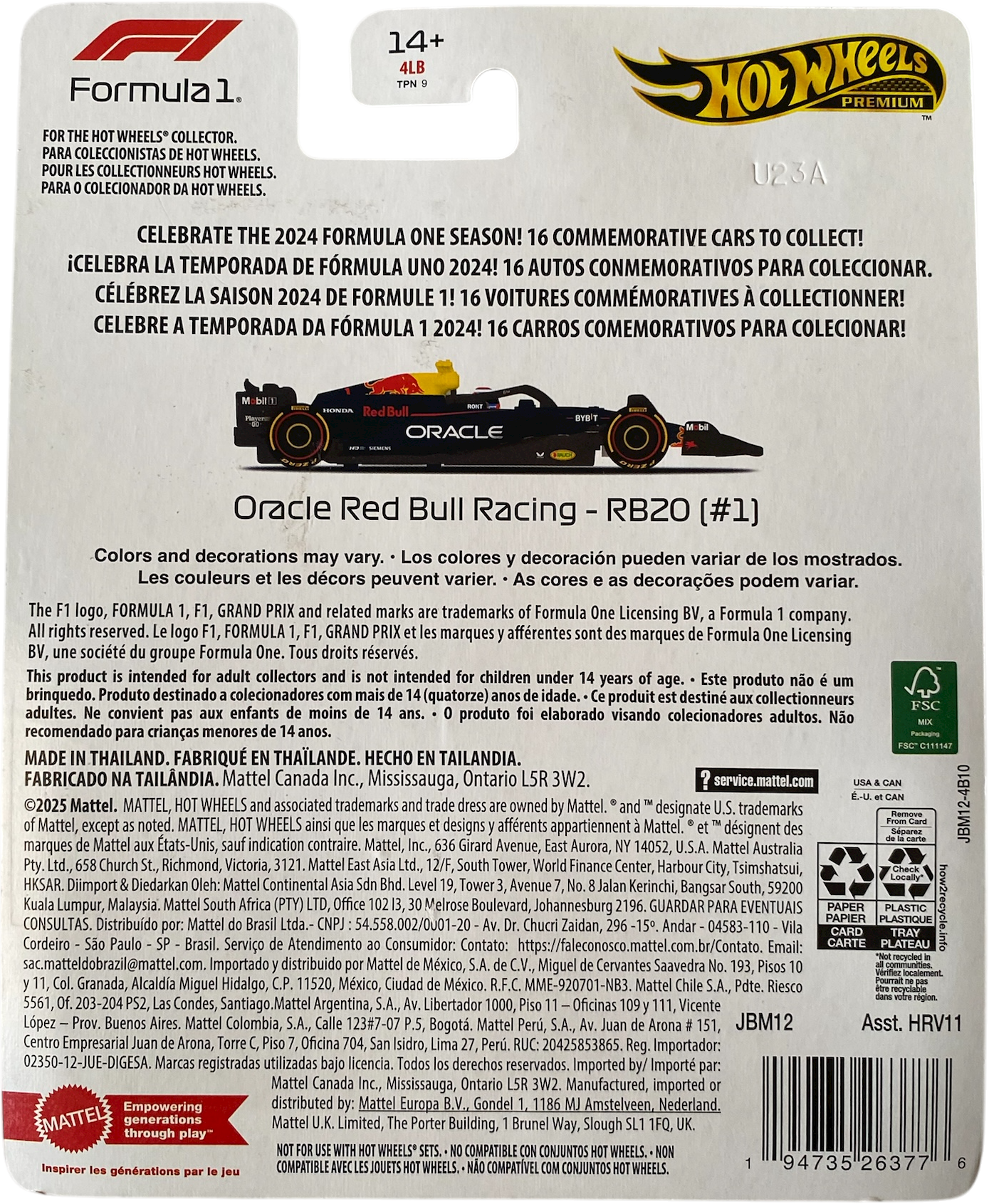 Hot Wheels Formula 1 Oracle Red Bull Racing - RB20 (#1) IMPORTED