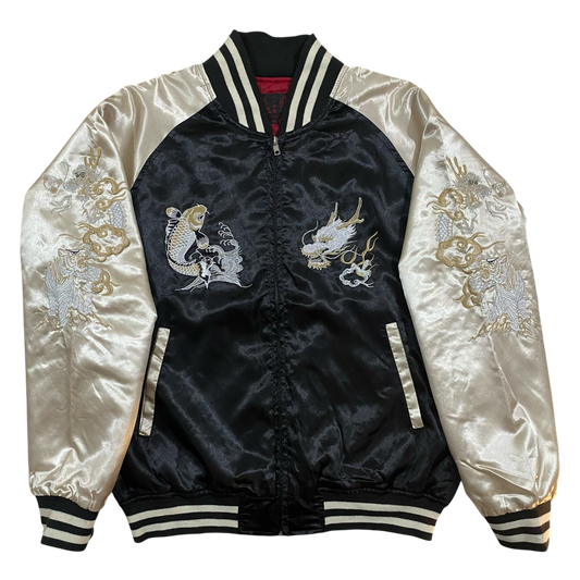 Japanese Traditional Style Sukajan Jacket – Dragon & Koi Embroidery