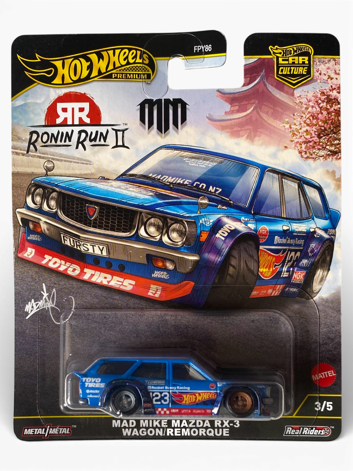 Hot Wheels Premium Mad Mike Mazda RX-3 Wagon/Remorque (Ronin Run 2)