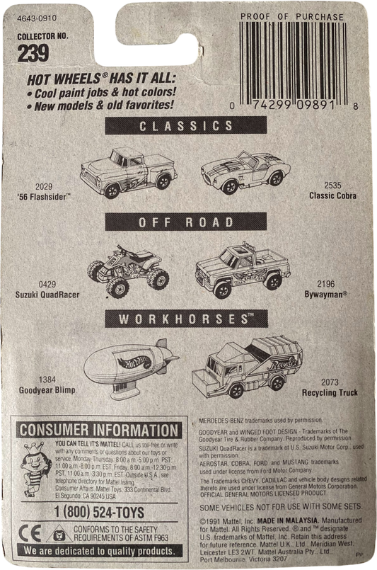 Hot Wheels Mercedes Mercedes-Benz Unimog (metal/metal) Vintage: 1991