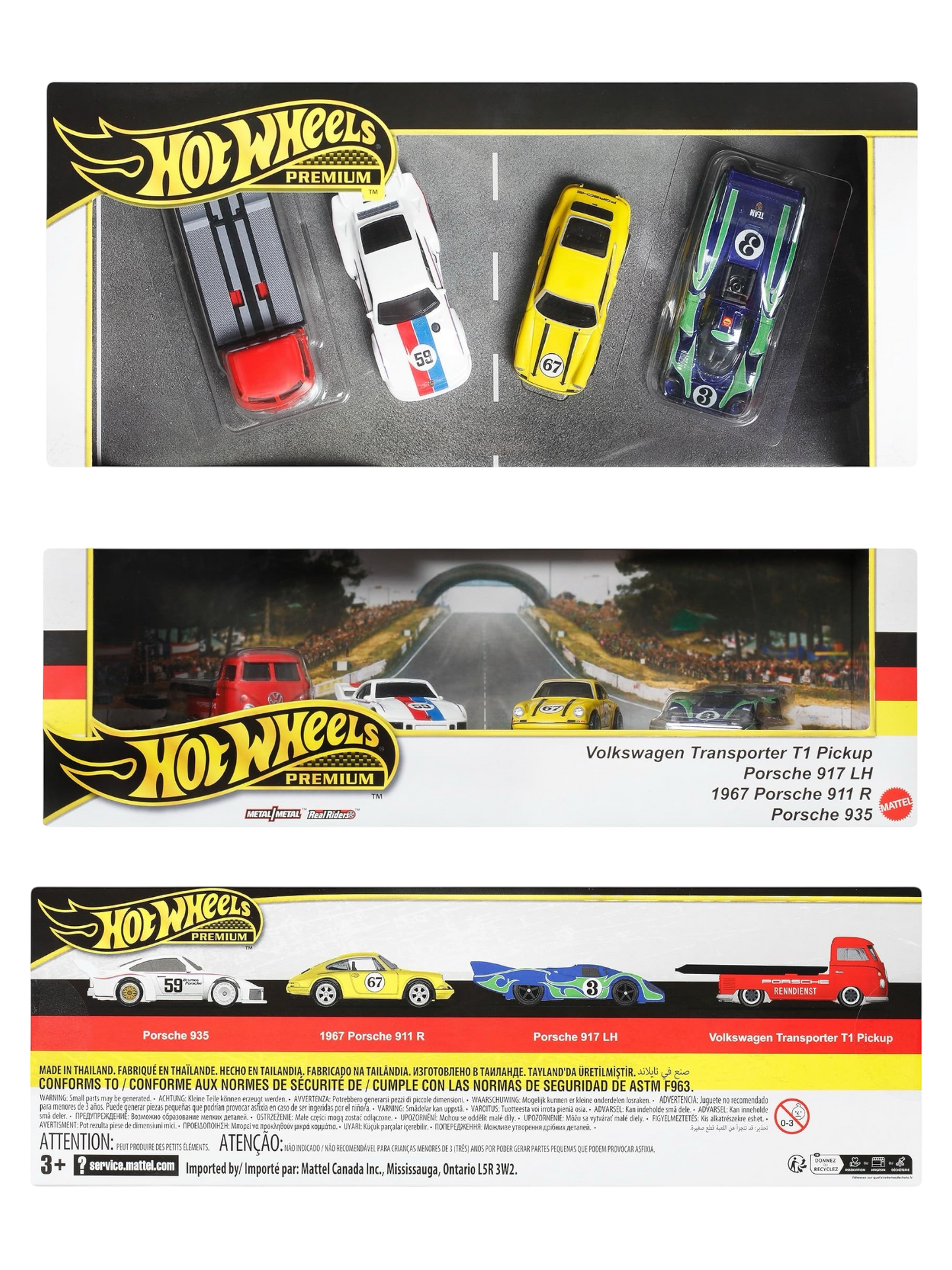 Hot Wheels Premium Porsche Diorama Set - Volkswagen Transporter T1 Pickup / Porsche 917 LH / 1967 Porsche 911 R / Porsche 935