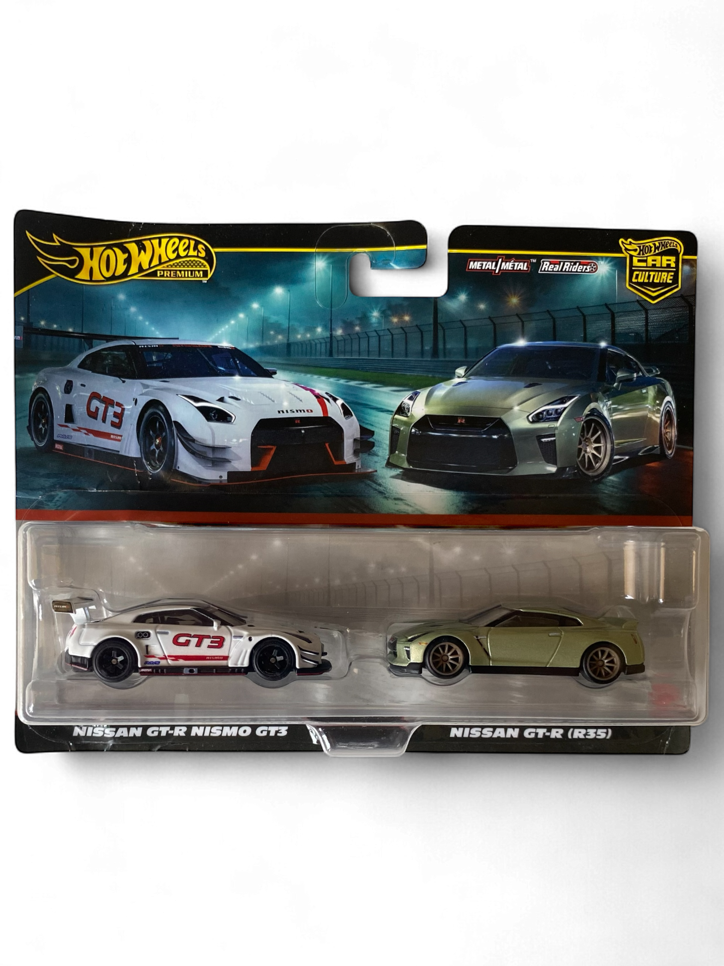 Hot Wheels Premium Nissan GTR 2 Pack - Nissan GT-R Nismo GT3 / Nissan GT-R (R35)