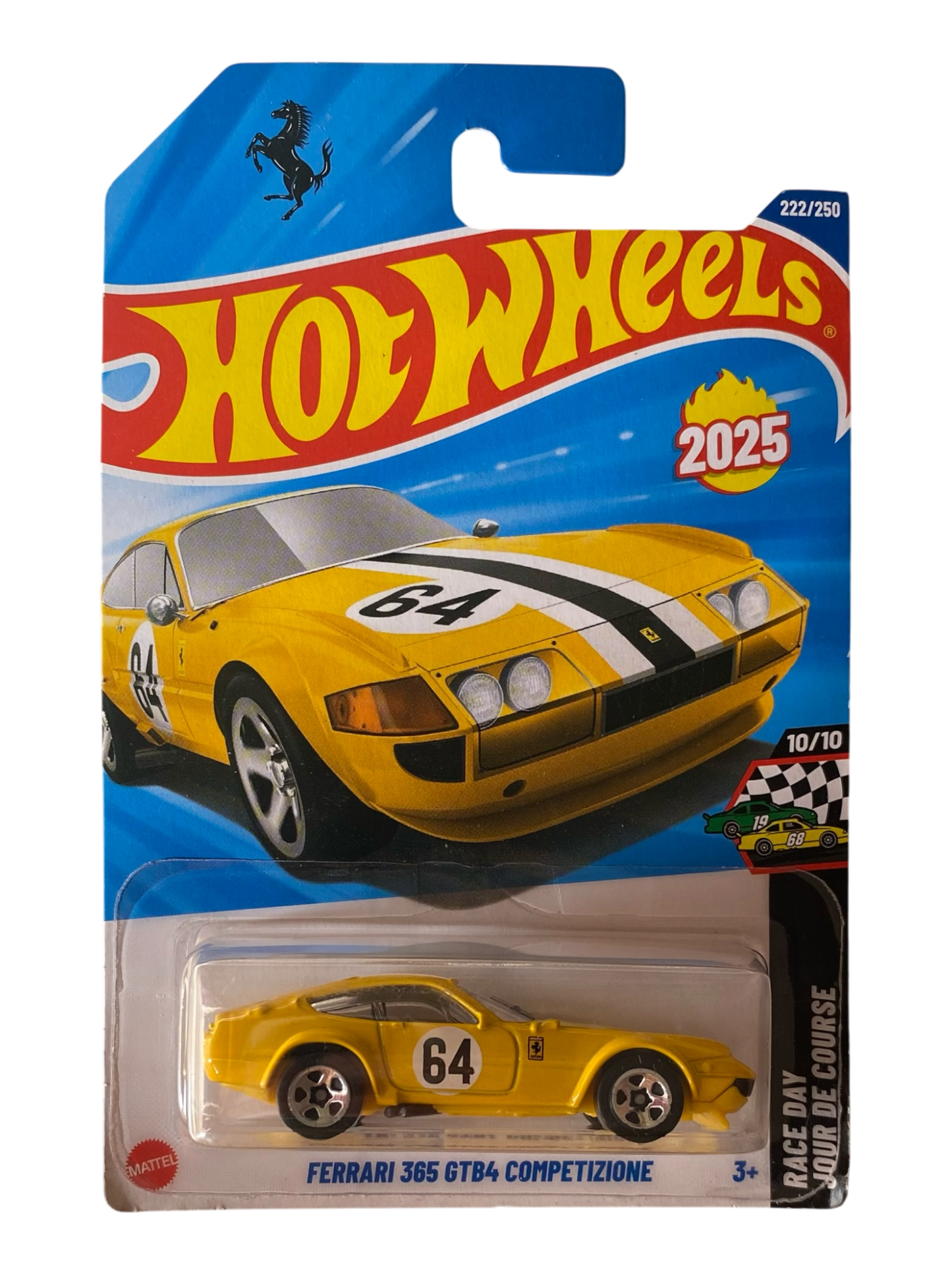 Hot Wheels Ferrari 365 GTB4 Competizione (Race Day Jour De Course) Yellow