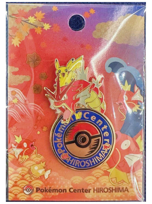 Pokemon Center Hiroshima 2025 Shiny Red Gyarados Pikachu Re-Opening Logo Pin Badge
