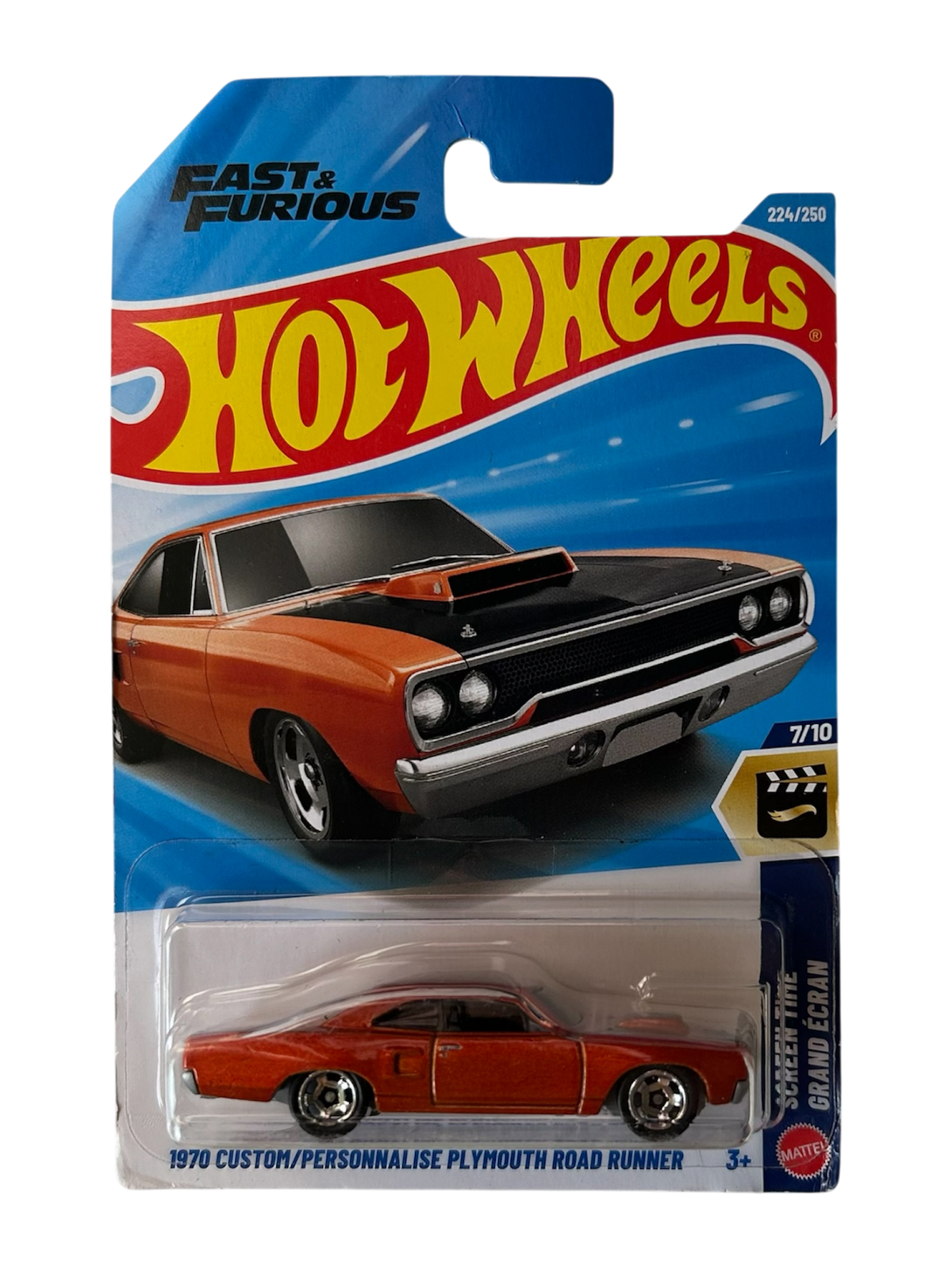 Hot Wheels  1970 Custom/Personnalisé Plymouth Road Runner (Screen Time Grand Écran) Fast & Furious