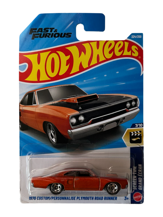 Hot Wheels  1970 Custom/Personnalisé Plymouth Road Runner (Screen Time Grand Écran) Fast & Furious