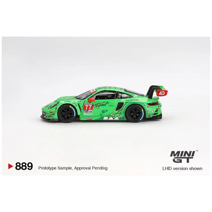 MiniGT Porsche 911 GT3 R #77 2024 IMSA Daytona, 24hrs GTD Pro 2nd Place AO racing
