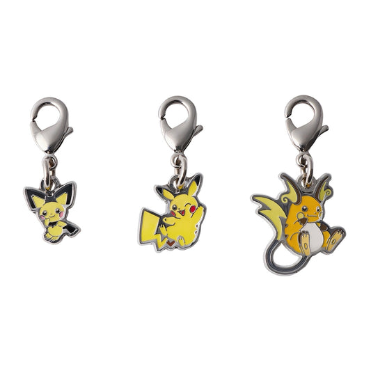 Pokemon Center: National Pokédex Metal Charms 092, 093, 094 - Pichu / Pikachu / Raichu