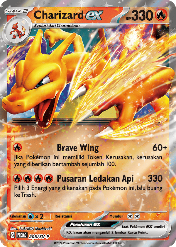 Pokémon Charizard Promo and Key Chain Set Scarlet & Violet Indonesia Exclusive with 20 Stellar Lighting Strike | Kilat Rasi - sv8s Booster Packs