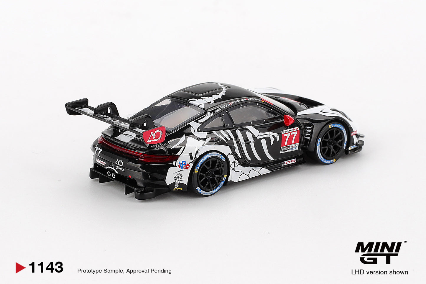 Mini GT  Porsche 911 GT3 R #77 2025 IMSA Petit Le Mans AO Racing (Skeleton Rexy)