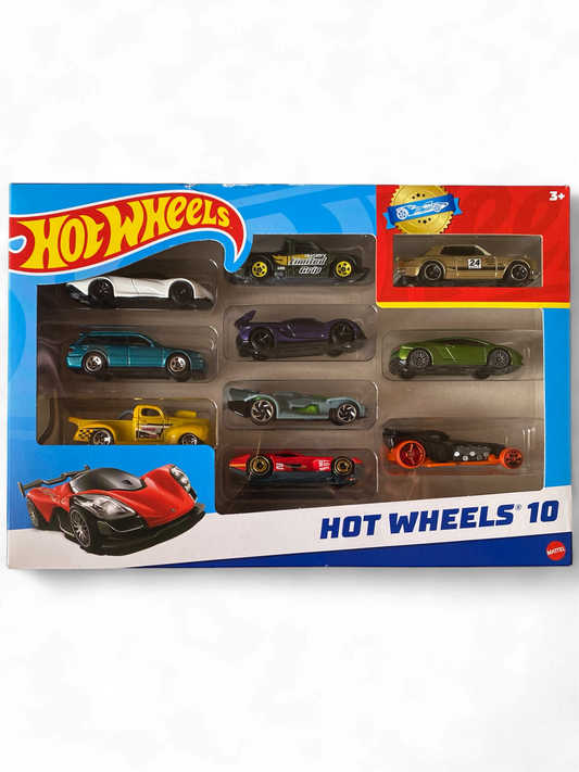 Hotwheels 10 pack (Exclusive Golden Nissan Skyline)