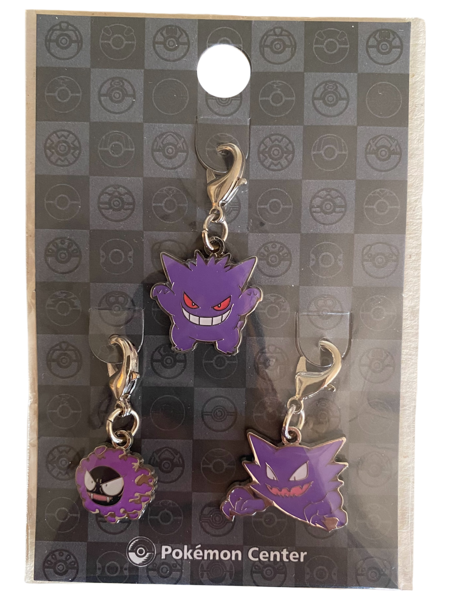 Pokemon Center: National Pokédex Metal Charms 092, 093, 094 - Ghastly / Haunter / Gengar