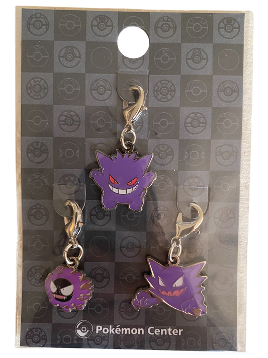 Pokemon Center: National Pokédex Metal Charms 092, 093, 094 - Ghastly / Haunter / Gengar
