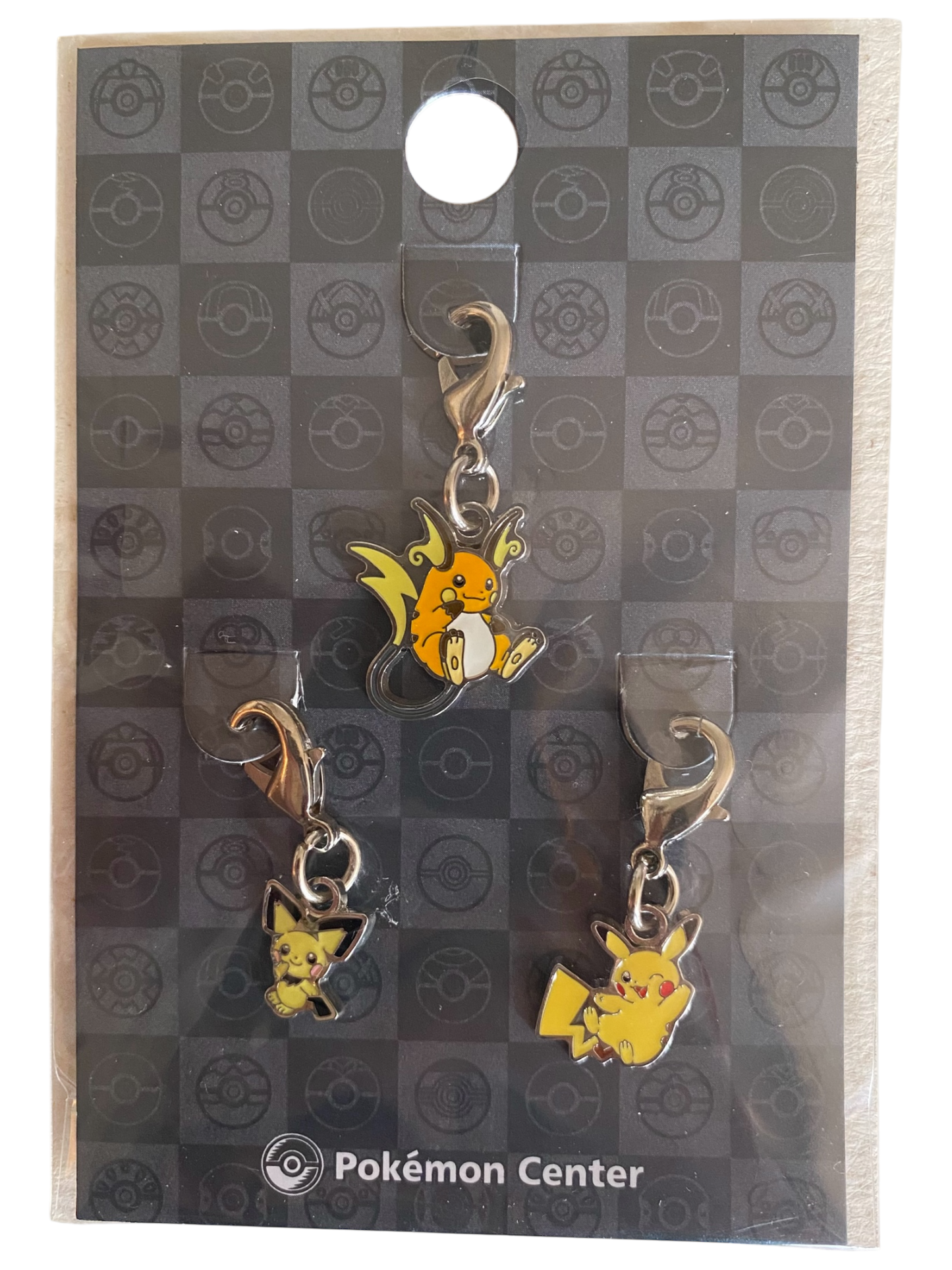 Pokemon Center: National Pokédex Metal Charms 092, 093, 094 - Pichu / Pikachu / Raichu