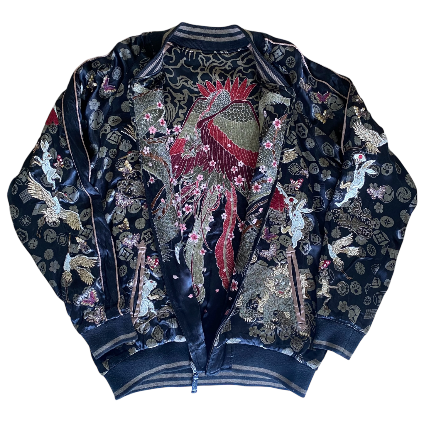 Miyabi Musubi (雅結) Dragon & Phoenix / Rabbits & Cranes Reversible Sukajan Jacket
