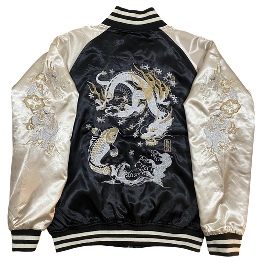 Japanese Traditional Style Sukajan Jacket – Dragon & Koi Embroidery