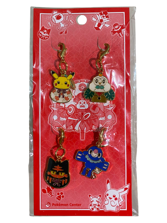 Pokemon Center New Year 2018 Metal Charm Set - Pikachu / Rowlet / Litten / Popplio [Big Size]