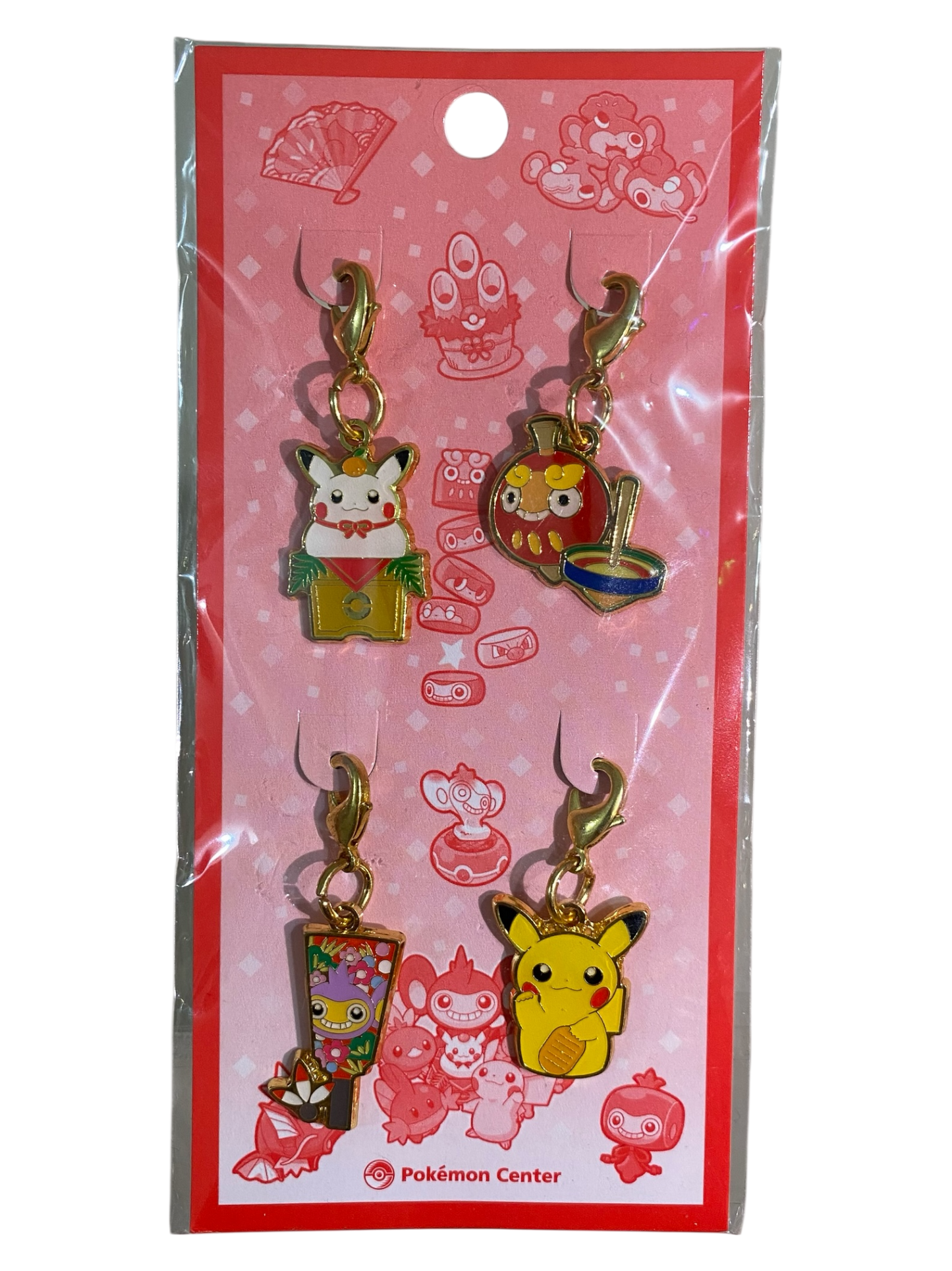 Pokemon Center New Year 2016 Metal Charm Set - Pikachu (2) / Darumaka / Aipom [Big Size]