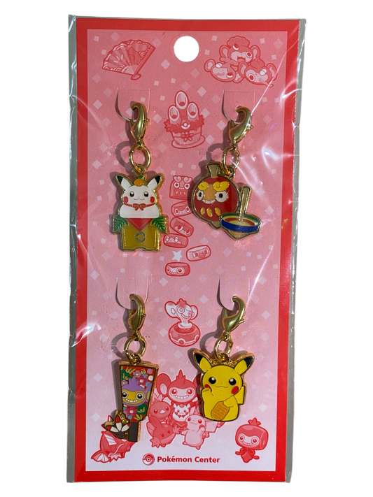 Pokemon Center New Year 2016 Metal Charm Set - Pikachu (2) / Darumaka / Aipom [Big Size]
