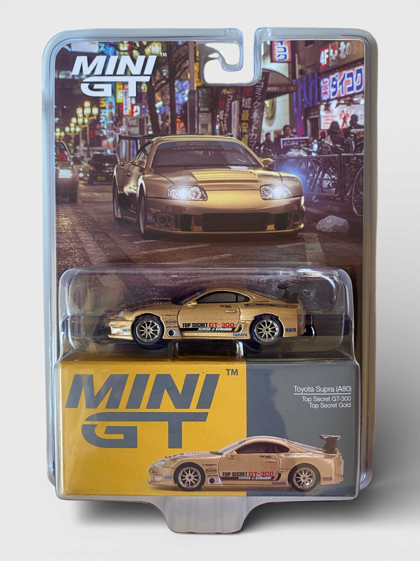 Mini GT Toyota Supra (A80) Top Secret GT-300 Gold
