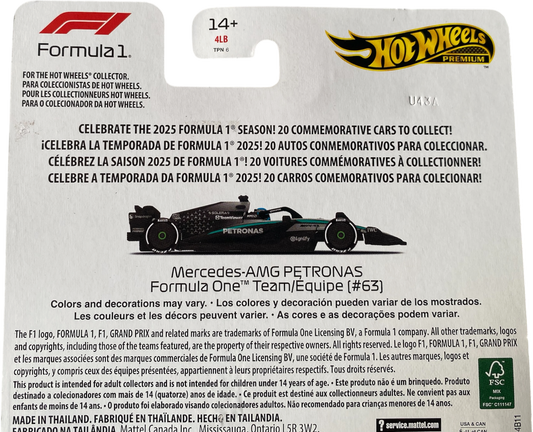 Hot Wheels Premium Formula 1 2025 Mercedes-AMG Petronas Formula One Team (#63)