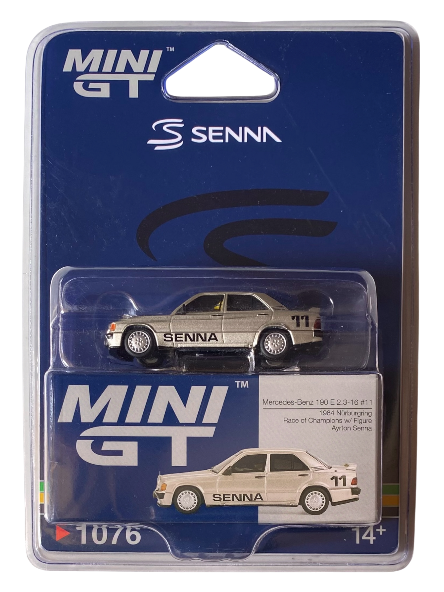 MiniGT Mercedes-Benz 190 E 2.3- 16 #11 1984 Nürburgring Race of Champions w/ Figure Aryton Senna