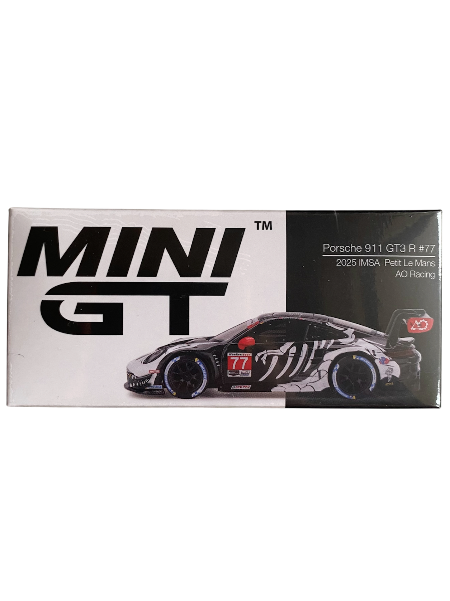 Mini GT  Porsche 911 GT3 R #77 2025 IMSA Petit Le Mans AO Racing (Skeleton Rexy)