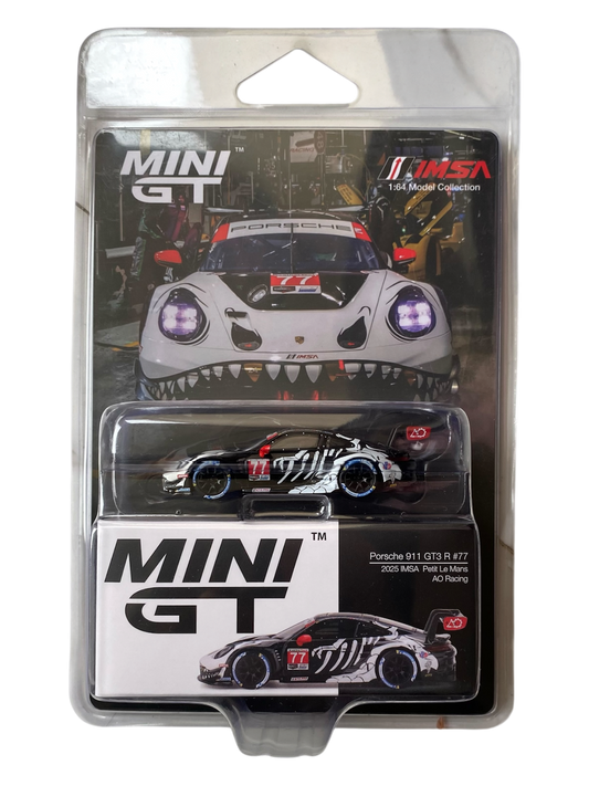 Mini GT  Porsche 911 GT3 R #77 2025 IMSA Petit Le Mans AO Racing (Skeleton Rexy)