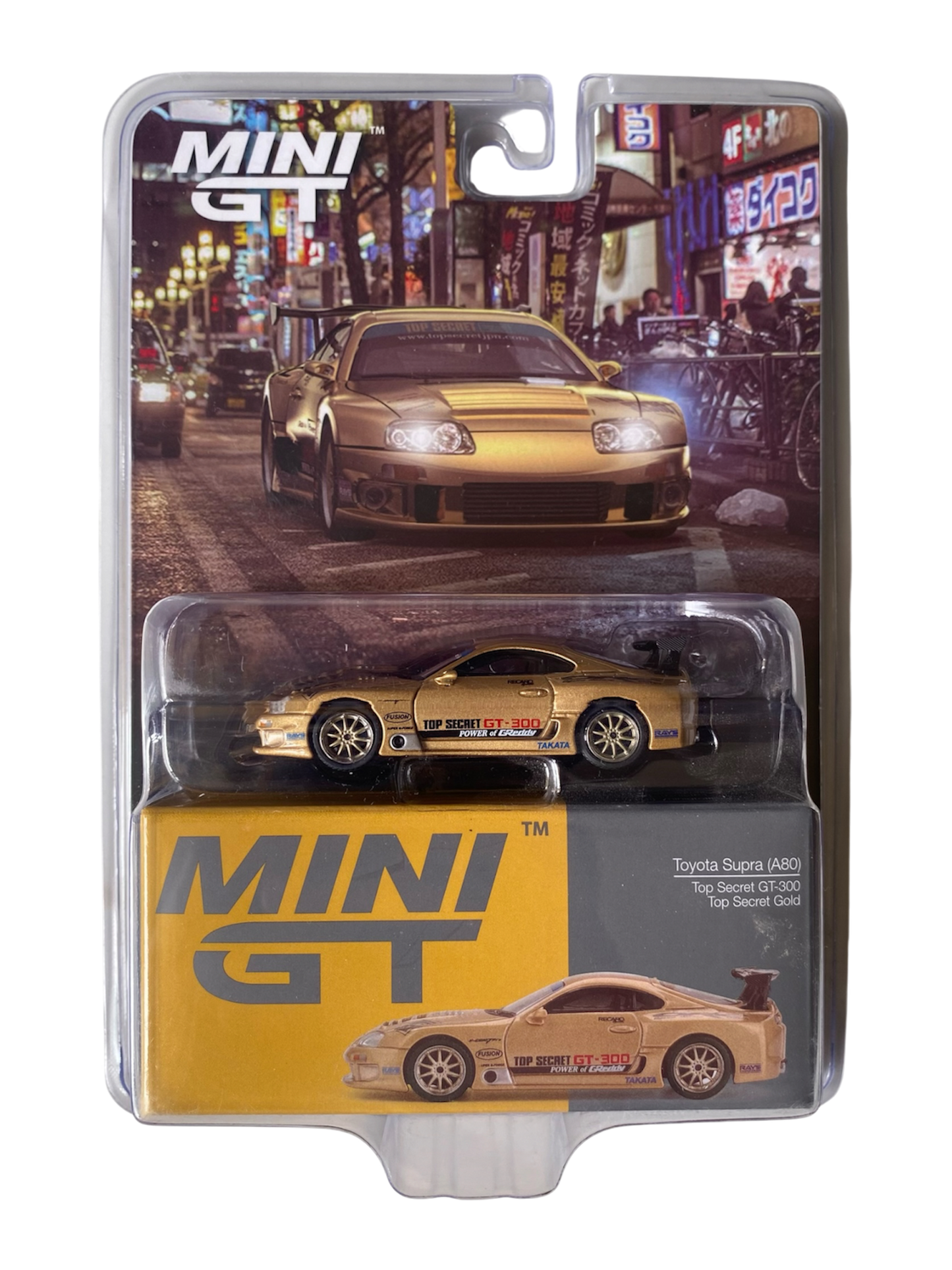 Mini GT  Toyota Supra (A80) – Top Secret GT-300 – Top Secret Gold